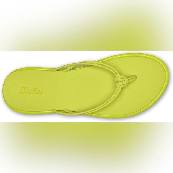 NWT-OLUKAI- Aka Sandals in citron lime green- women Size 7 - Picture 2 of 9